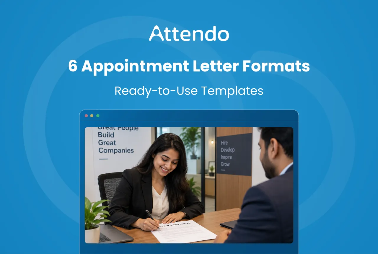 Realistic office scene showing an employee signing an appointment letter during a formal hiring meeting, representing ready-to-use appointment letter formats.