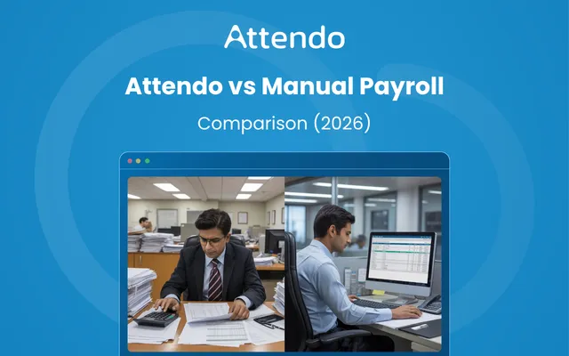 Attendo vs manual payroll comparison showing automated payroll software versus paper-based payroll processing.