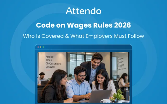 Code on Wages Rules 2026 guide showing employees discussing wage rules, coverage, and employer requirements.
