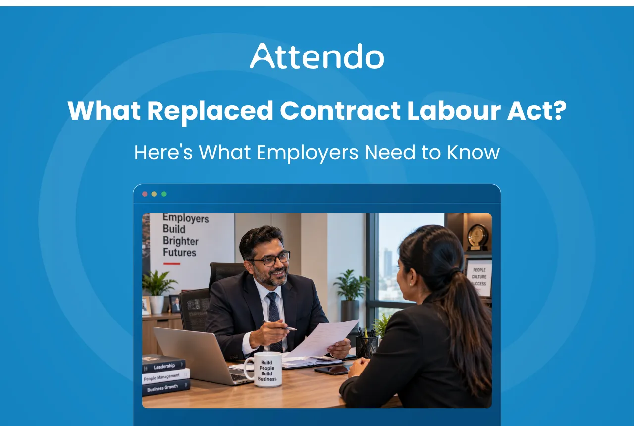 Contract Labour Act guide showing an employer discussing labour law changes and requirements with an employee.