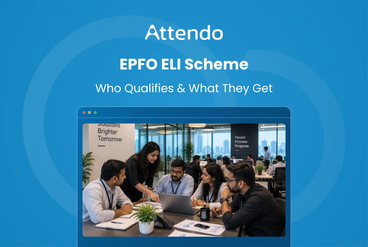 This image shows employees discussing the EPFO ELI Scheme in an office, representing eligibility, benefits, and who can qualify.
