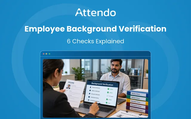 Employee background verification showing an HR professional reviewing a candidate’s identity, address, education, employment history, and criminal record checks.