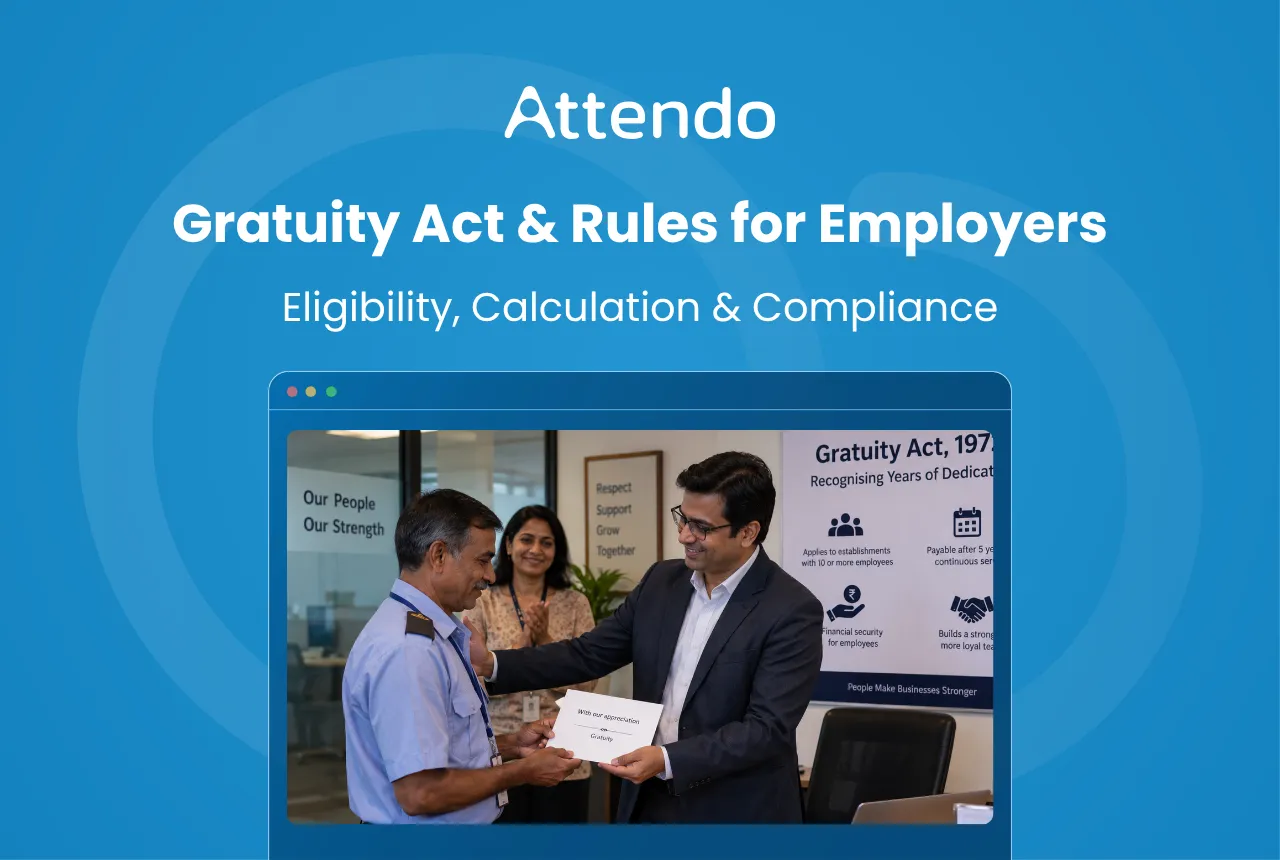 Gratuity Act rules for employers, showing employee gratuity payment, eligibility, calculation, and compliance.