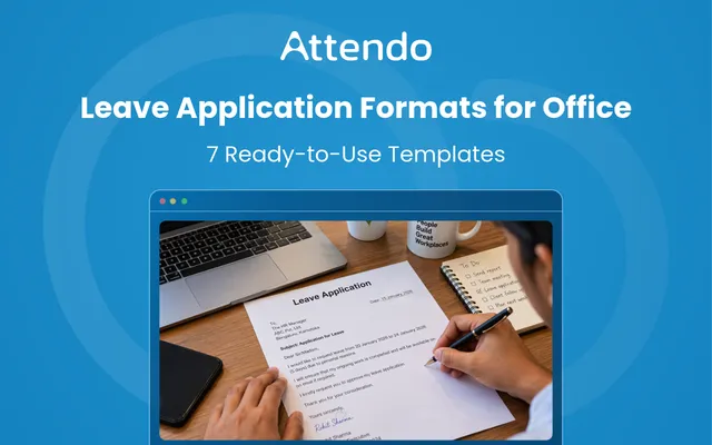 Leave application format for office with an employee writing a formal leave request letter at a desk.